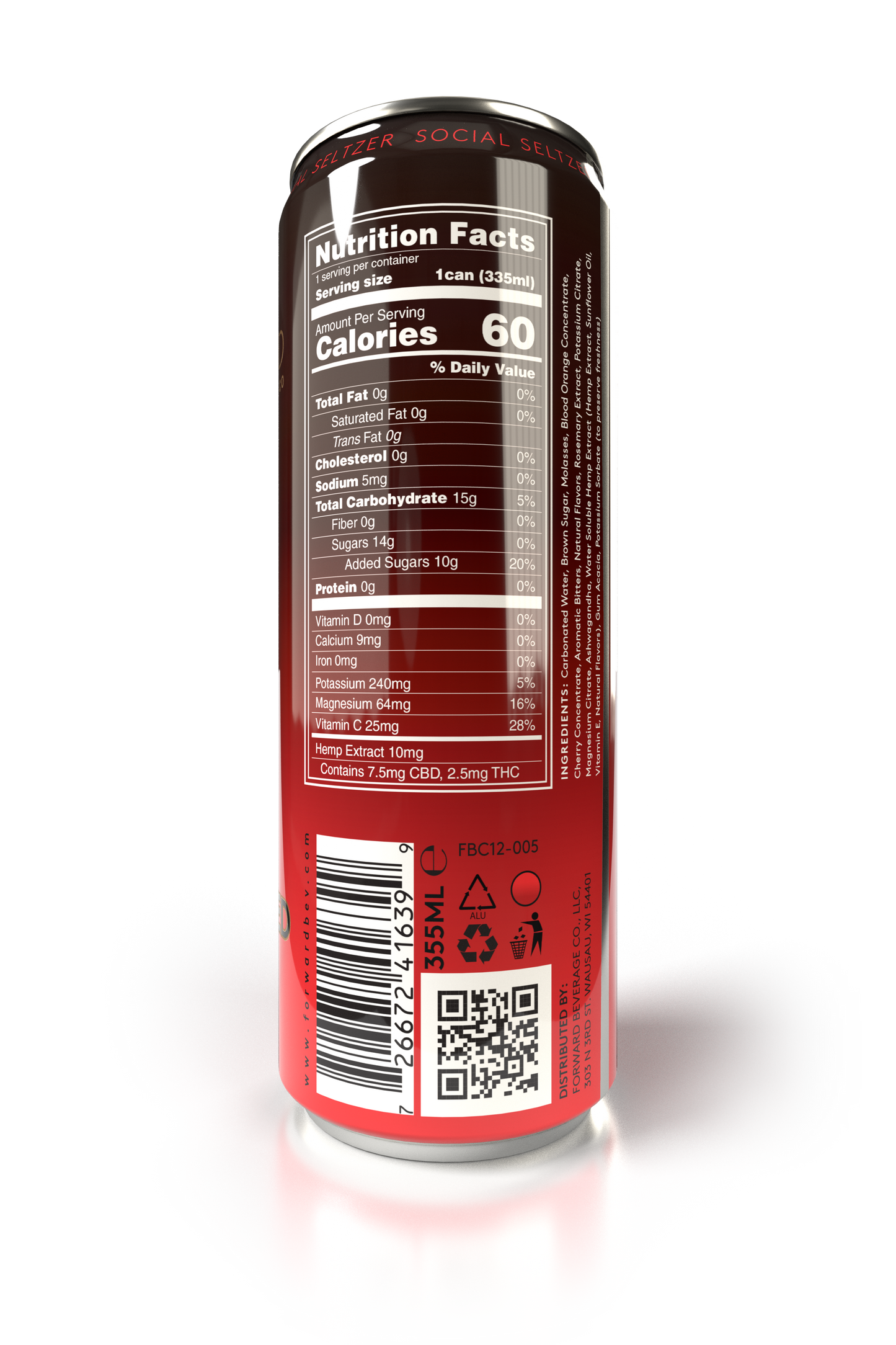 Forward Beverage Social Seltzer (2.5 MG THC, 7.5 MG CBD) 12 oz. Can