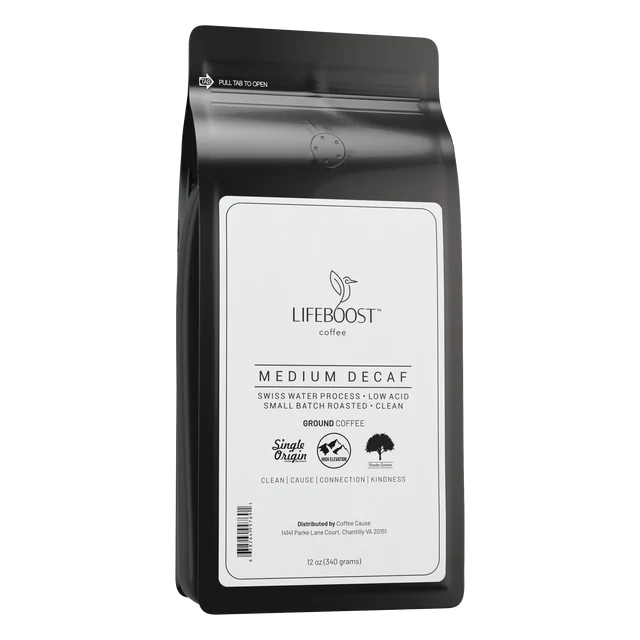 Lifeboost Coffee Decaf Medium Ground Coffee 12 oz. bag