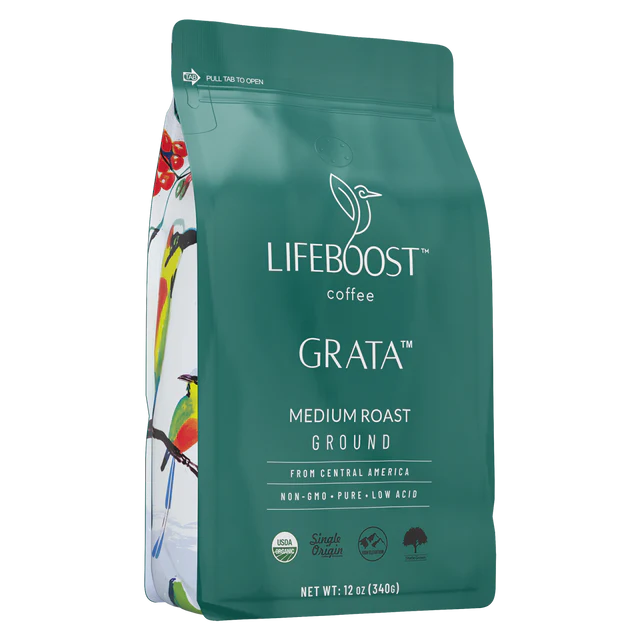 Lifeboost Coffee Medium Roast Ground Coffee 12 oz, bag