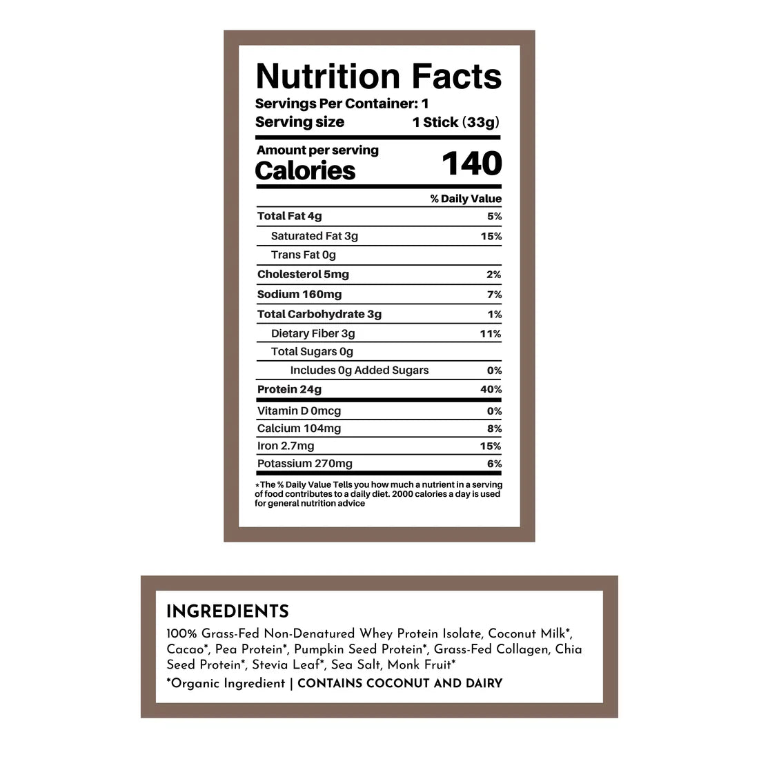 Just Ingredients WHEY Protein Powder Single Serving Stick