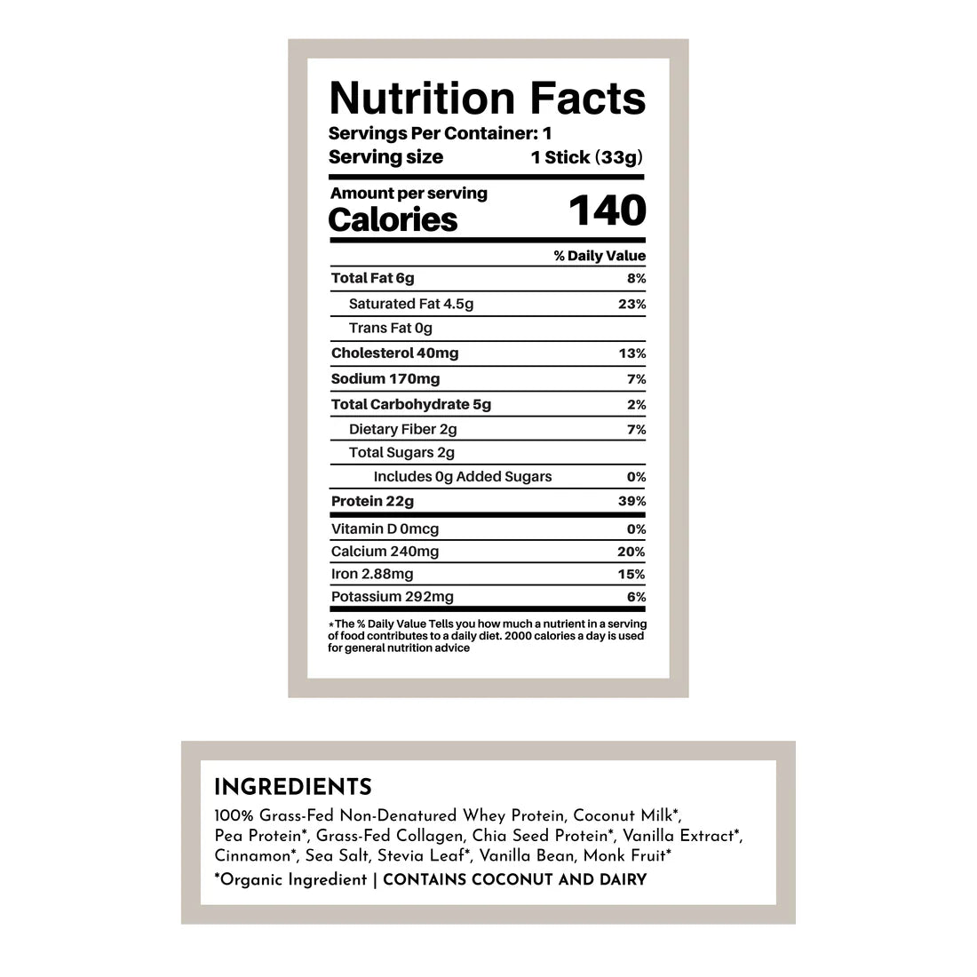 Just Ingredients WHEY Protein Powder Single Serving Stick