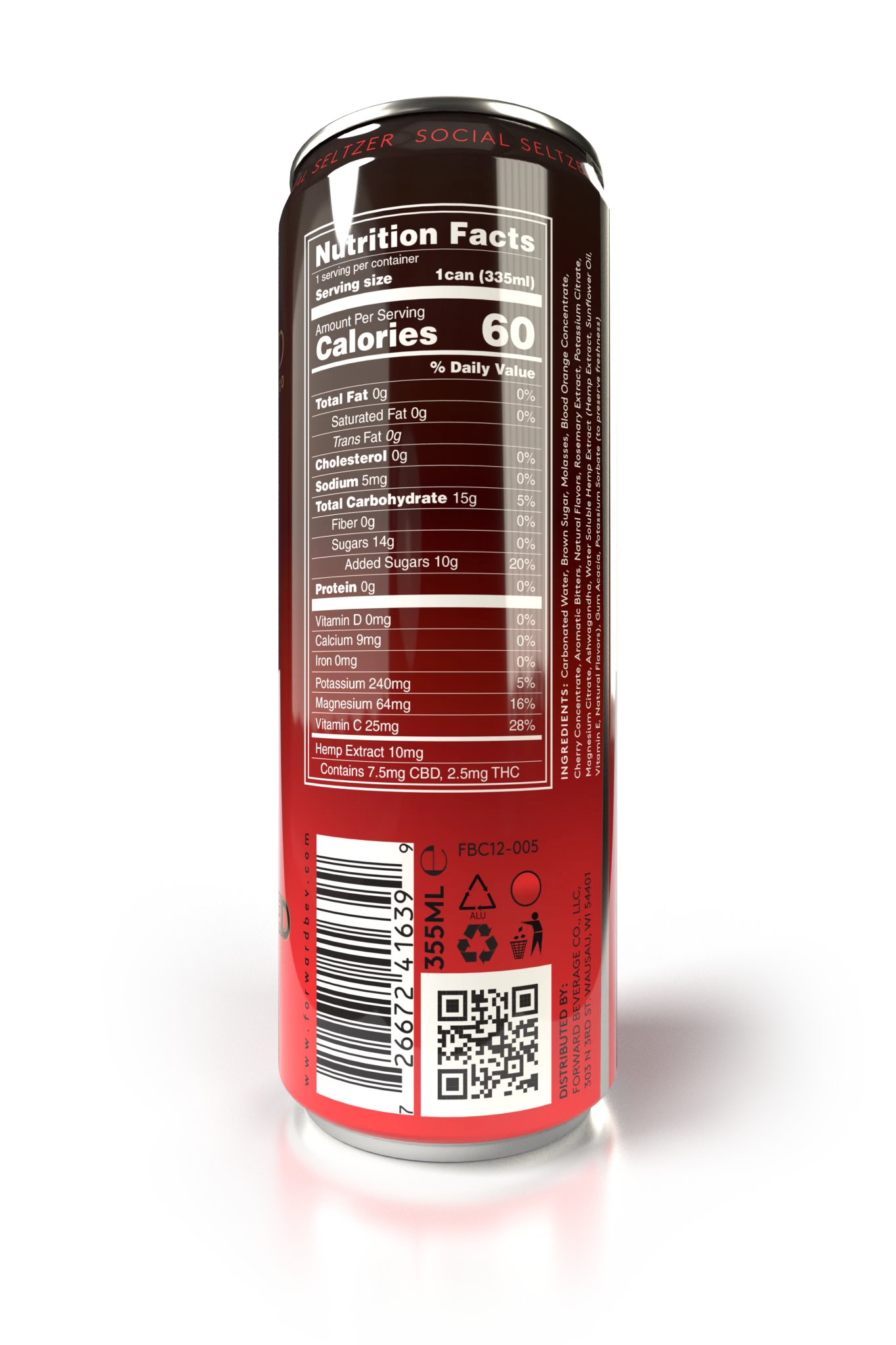 Forward Beverage 4-pack In-Fashioned Social Seltzer (2.5 MG THC, 7.5 MG CBD) - Wholistic Nutrition-Beverage-Forward Beverage