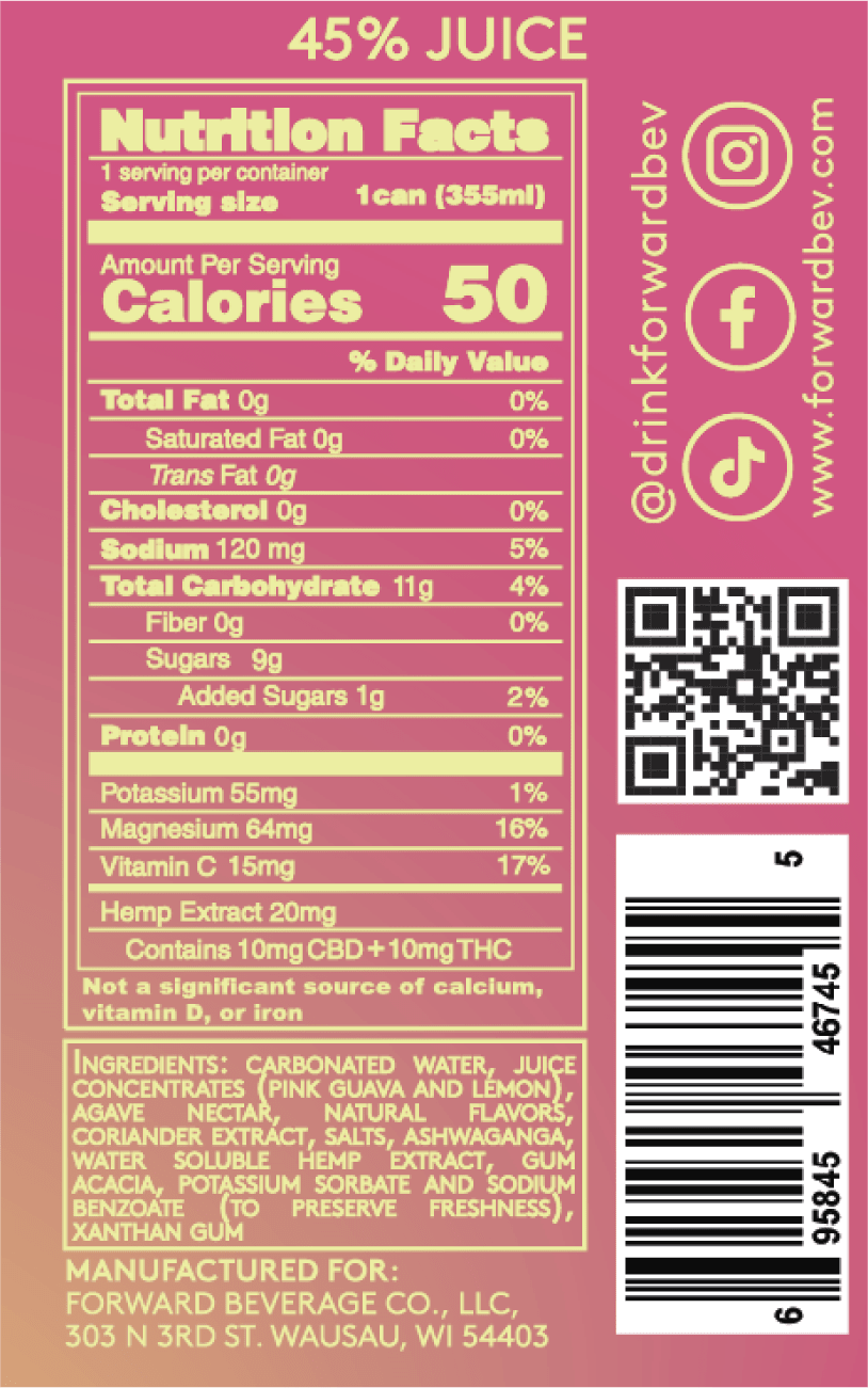 Forward Beverage 4-pack Salted Guava Sour 20mg Social Seltzer - Wholistic Nutrition-Beverage-Forward Beverage