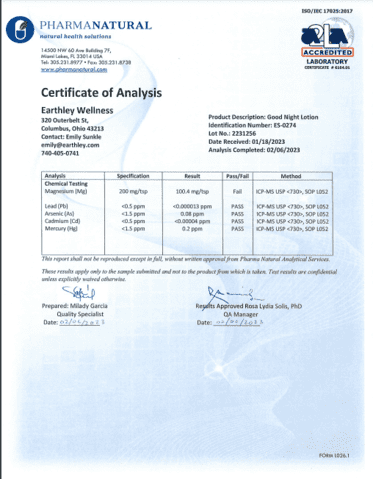 Earthley Good Night Lotion (Magnesium Lotion)