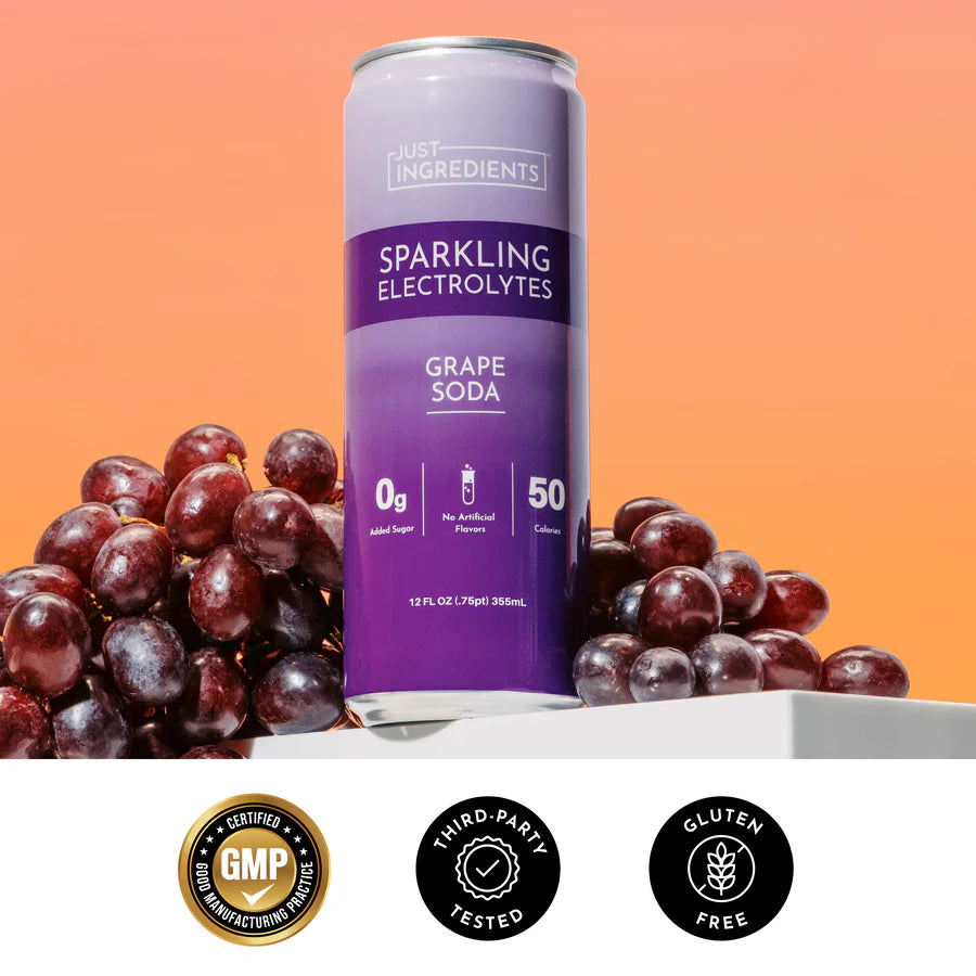 Just Ingredients Grape Soda Sparkling Electrolytes 12 oz Can. (12-pack)