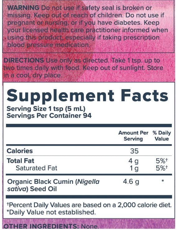 Heritage Store Organic Black Seed Oil - Wholistic Nutrition - Wholistic Nutrition
