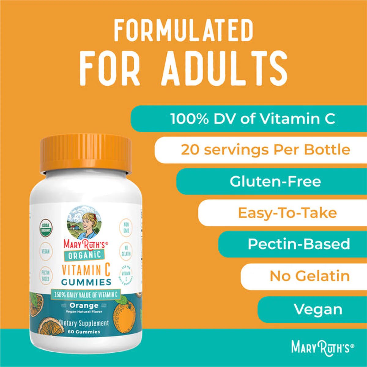 Mary Ruth's Organic Vitamin C Gummies (60 Gummies) - Wholistic Nutrition - Wellness Supplements - Mary Ruth