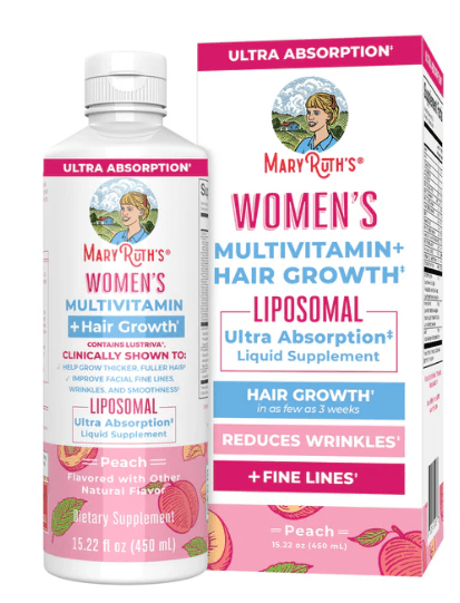 Mary Ruth's Women's Multivitamin + Hair Growth Liposomal, Peach 15.22 oz - Wholistic Nutrition - Default - Mary Ruth