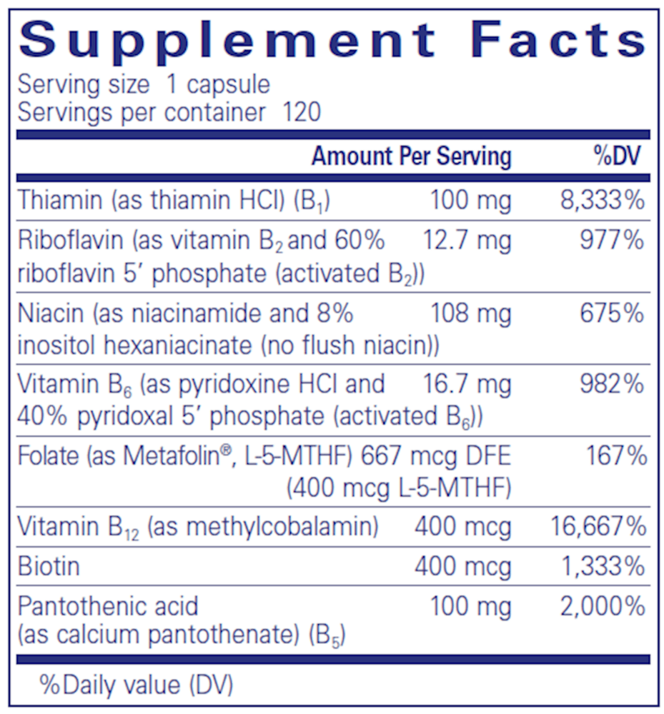 Pure Encapsulations B - Complex Plus 120 Caps - Wholistic Nutrition - Wellness Supplements - Pure Encapsulations