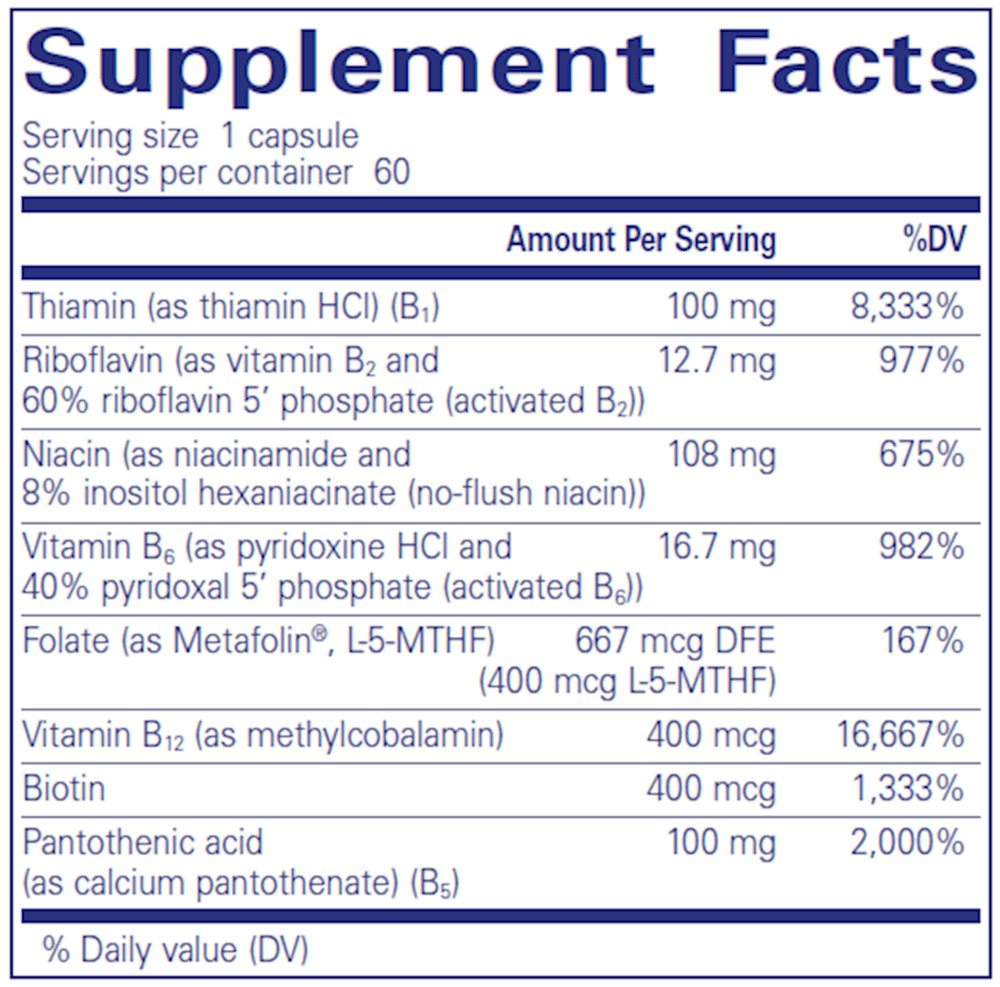 Pure Encapsulations B - Complex Plus 60 Caps - Wholistic Nutrition - Wellness Supplements - Pure Encapsulations
