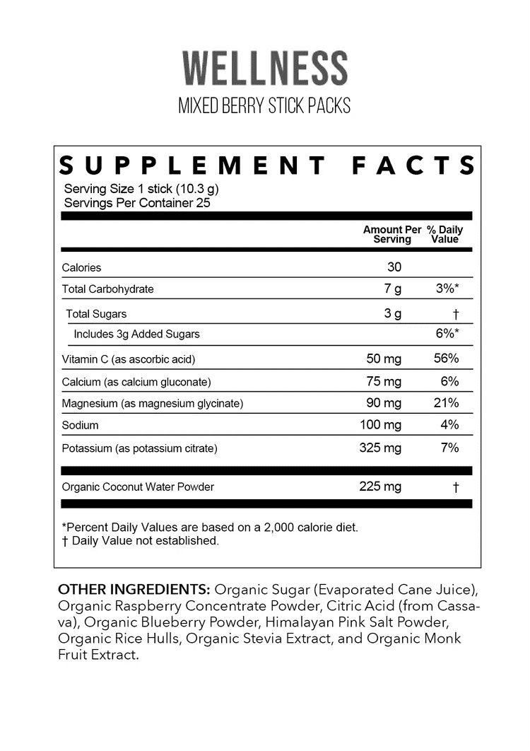 Rowe Casa Mixed Berry Electrolytes - 25 Serving Stick Pack - Wholistic Nutrition - Minerals & Hydration - Rowe Casa