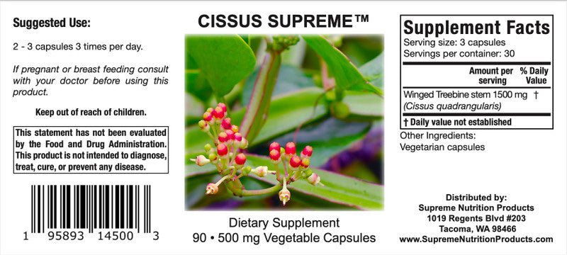 Supreme Nutrition Cissus Supreme - 90 caps - Wholistic Nutrition - Wellness Supplements - Supreme Nutrition