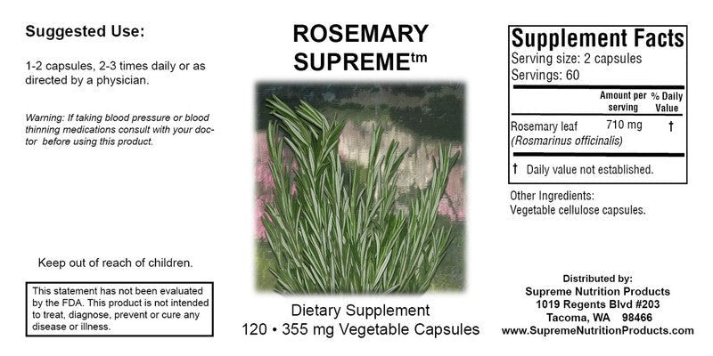 Supreme Nutrition Rosemary Supreme - 120 caps - Wholistic Nutrition - Wellness Supplements - Supreme Nutrition