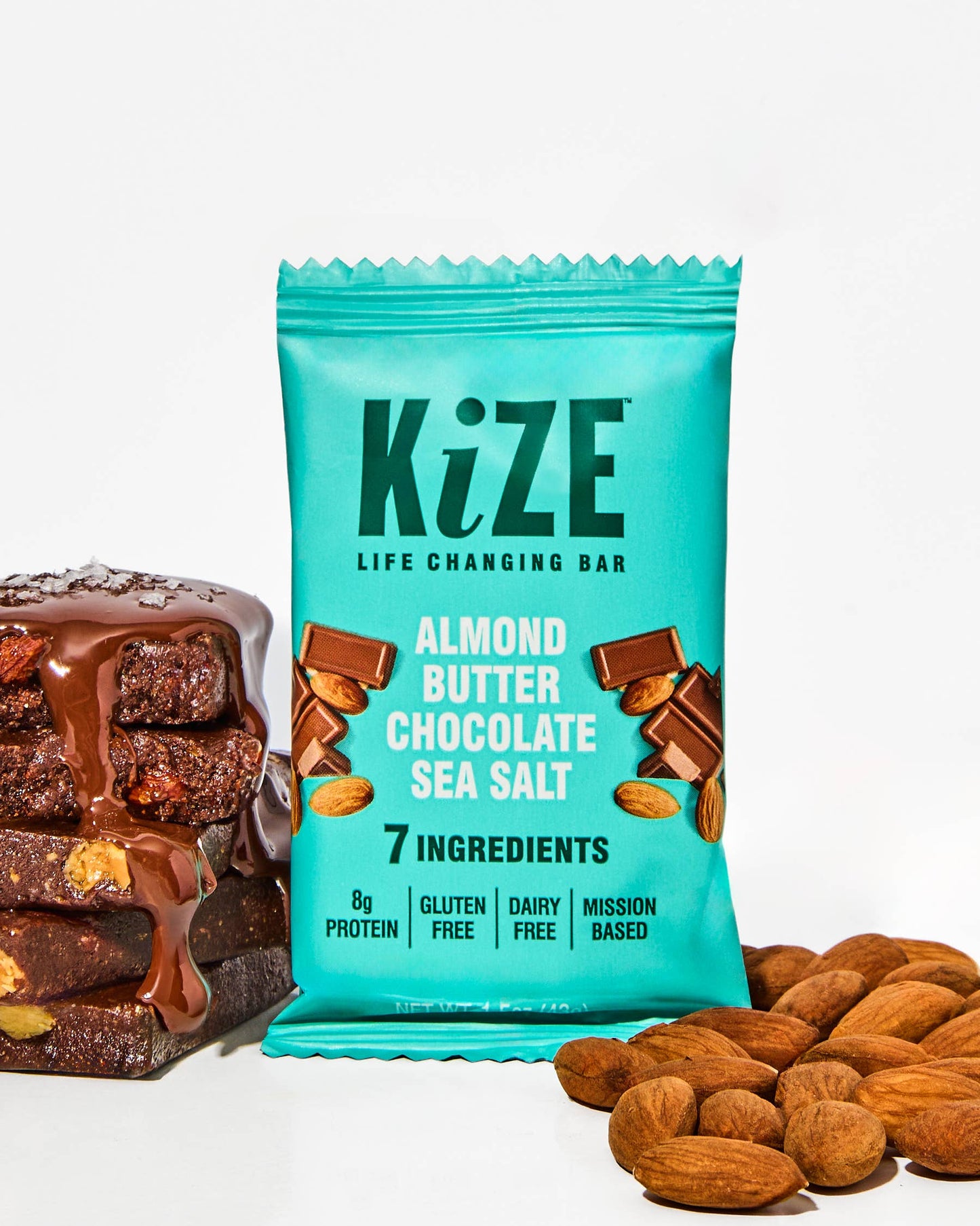 KiZE Almond Butter Choc. Sea Salt Bar - 10ct box