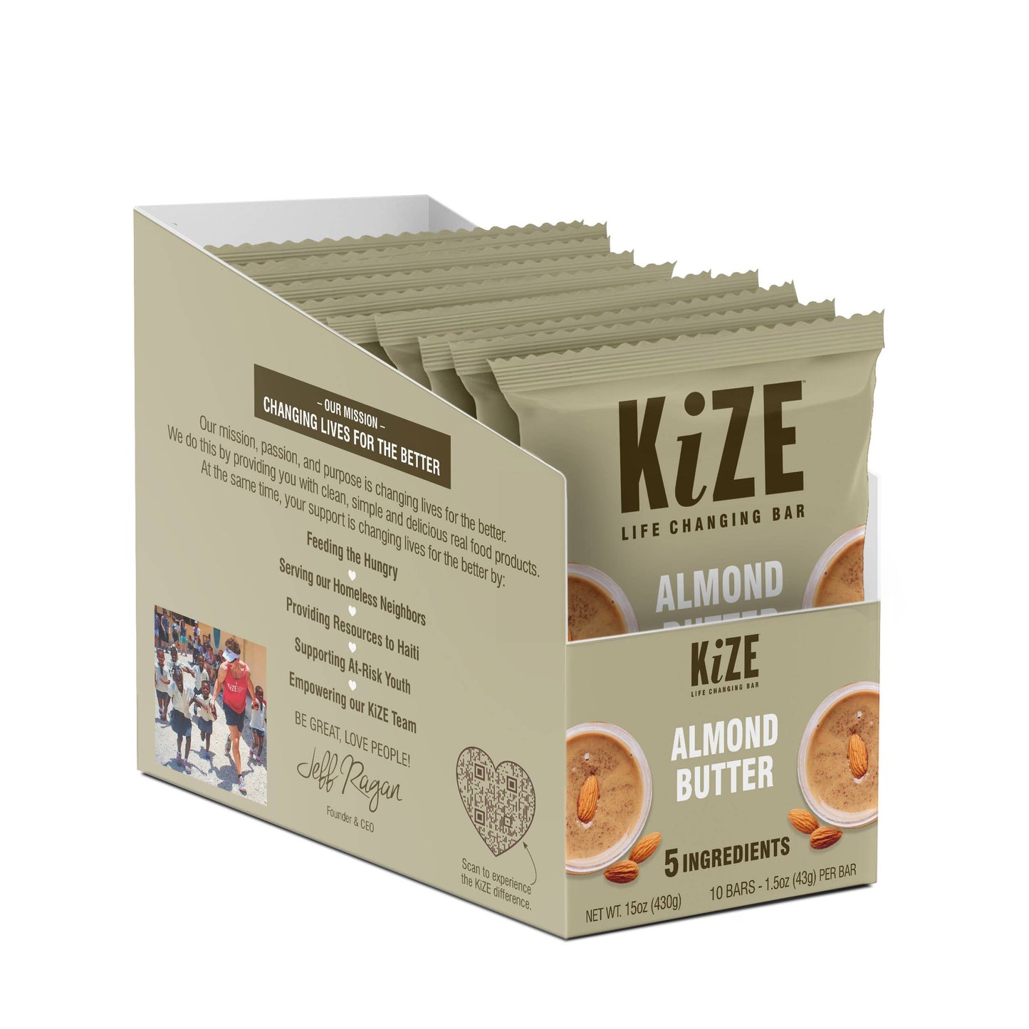 KiZE Almond Butter Bar - 10ct box (CONTAINS DAIRY)