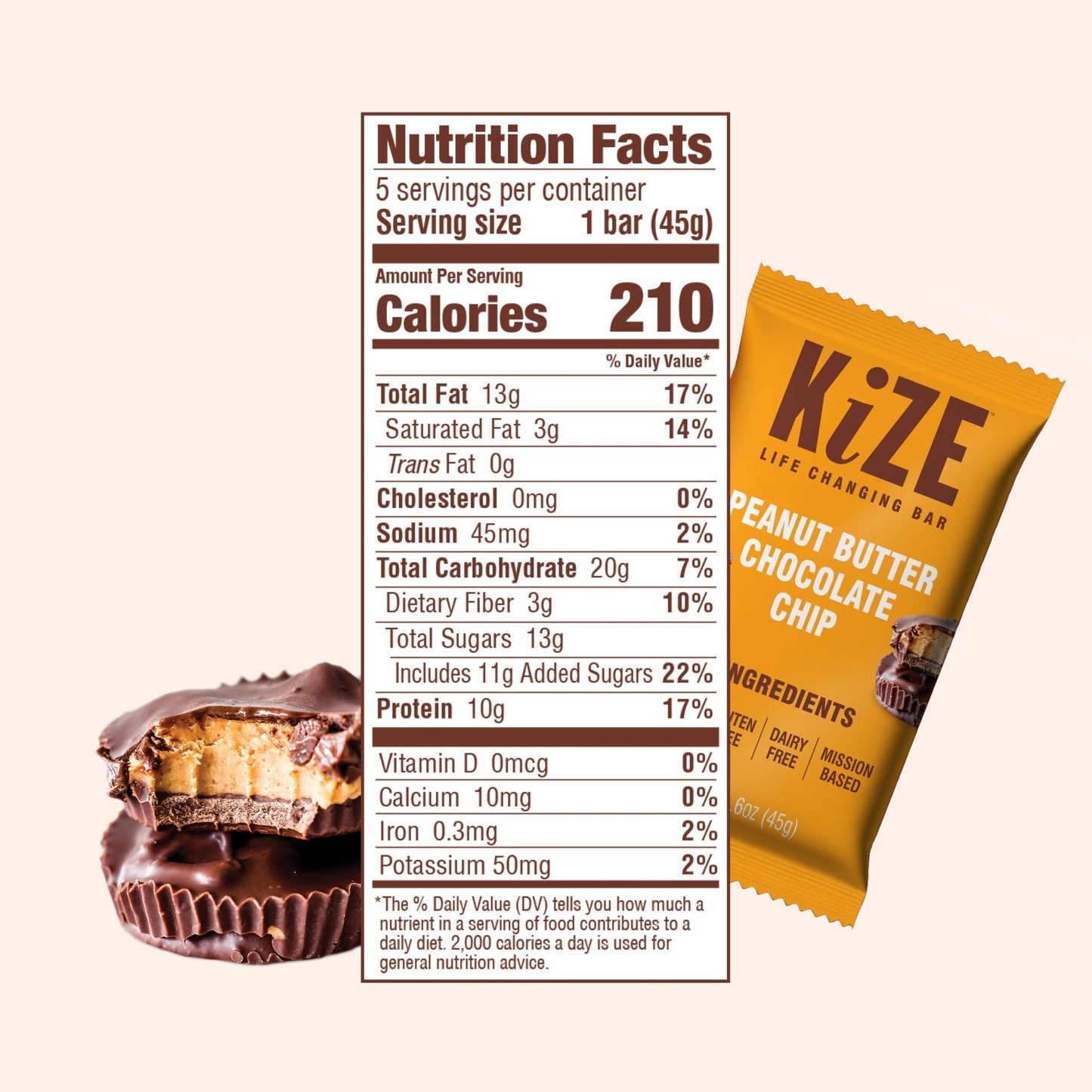 KiZE Peanut Butter Chocolate Chip - Individual bar
