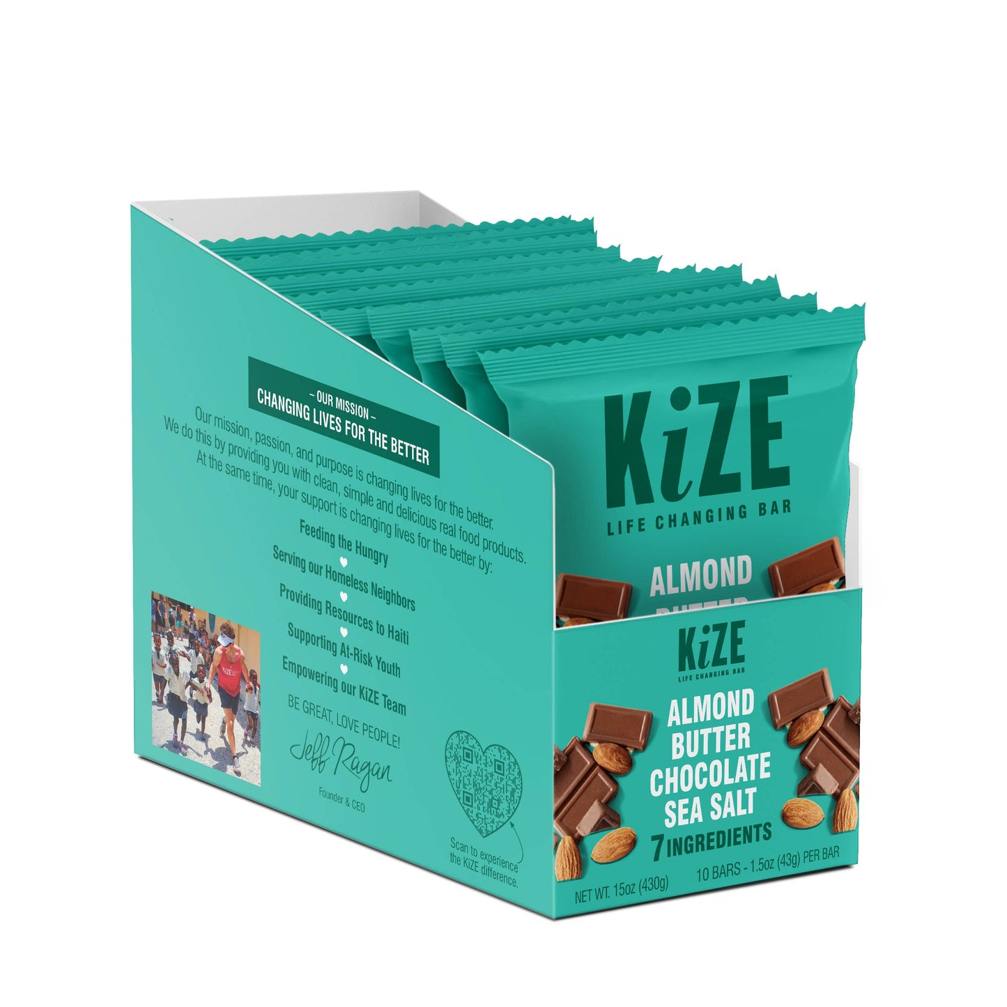 KiZE Almond Butter Choc. Sea Salt Bar - 10ct box