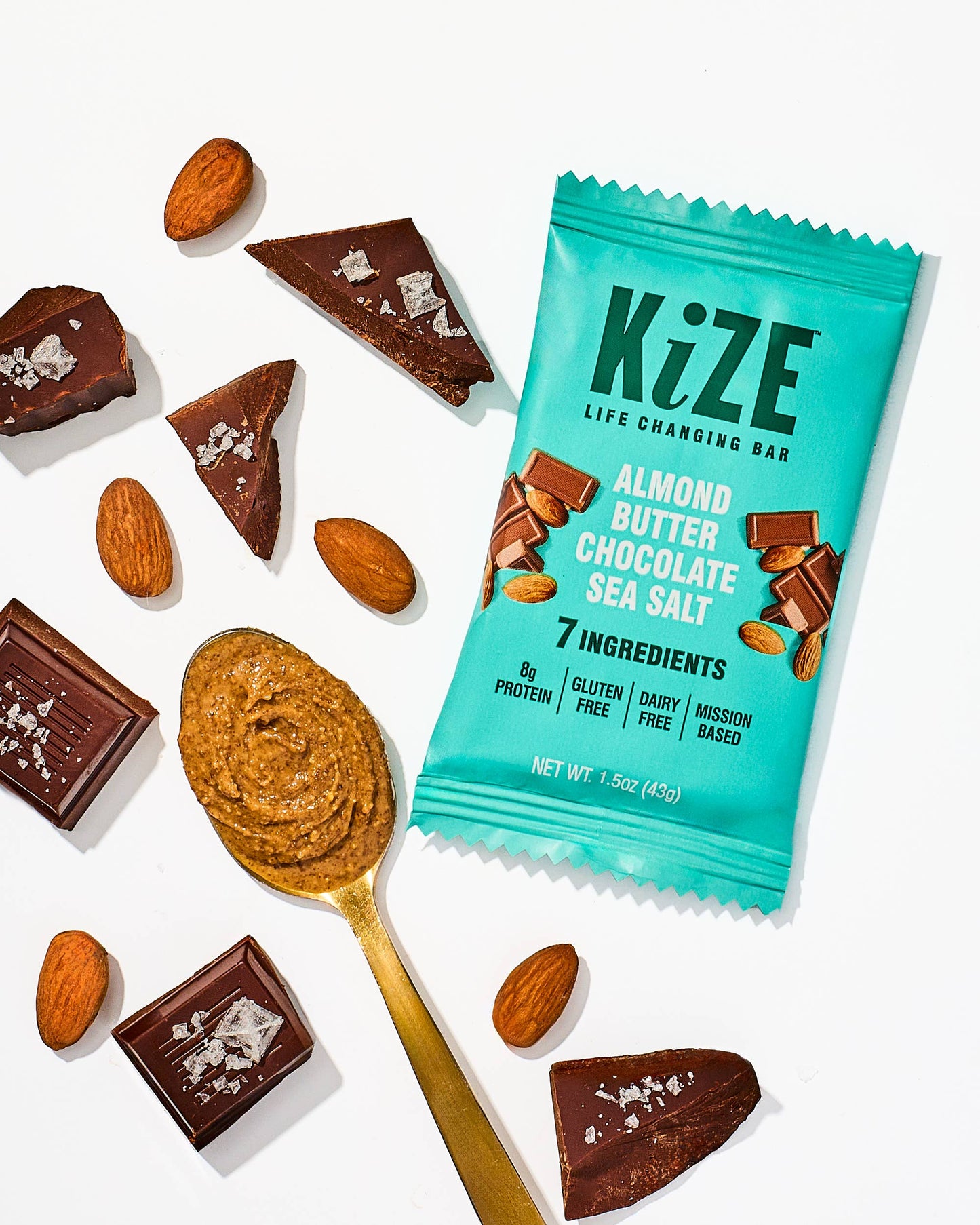 KiZE Almond Butter Choc. Sea Salt Bar - 10ct box