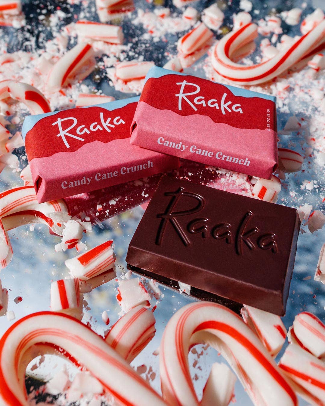 Raaka Chocolate Candy Cane Crunch Minis Bags - Holiday Winter Limited Batch