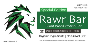 Rawr Bar (Box of 12) - Double Dark Chocolate + Mint