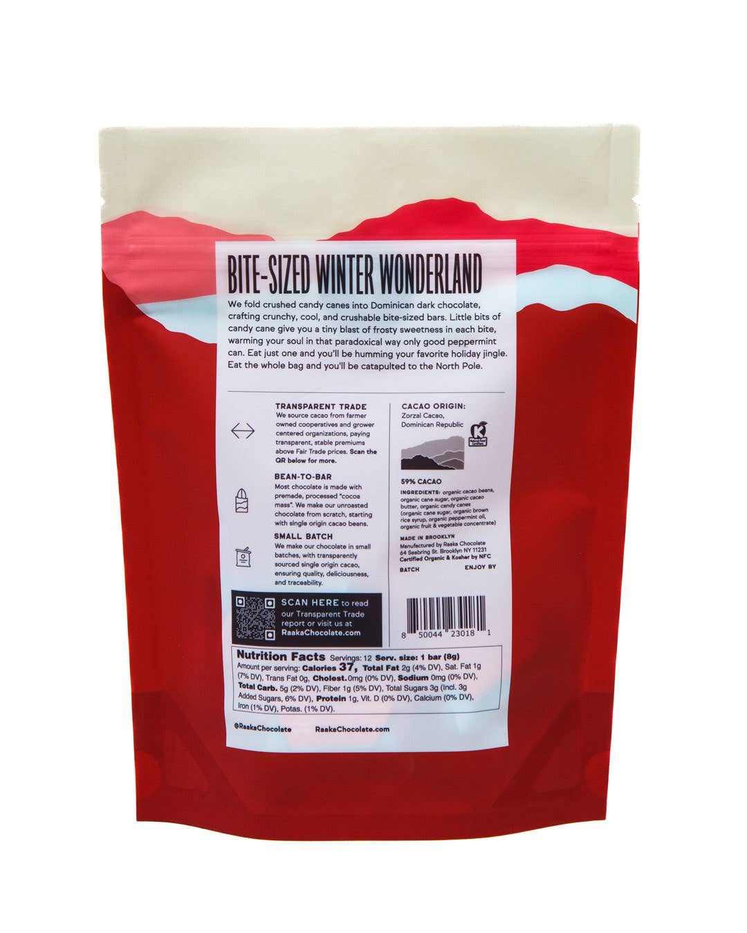 Raaka Chocolate Candy Cane Crunch Minis Bags - Holiday Winter Limited Batch