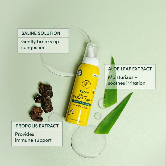 Beekeeper's Naturals Kid's Saline Nasal Mist - Wholistic Nutrition - Wholistic Medicine Cabinet - Beekeeper's Naturals
