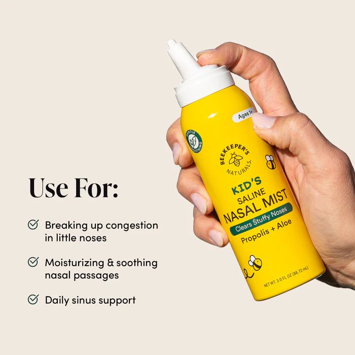Beekeeper's Naturals Kid's Saline Nasal Mist - Wholistic Nutrition - Wholistic Medicine Cabinet - Beekeeper's Naturals
