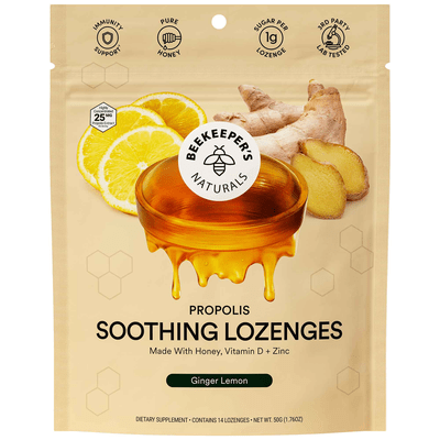 Beekeeper’s Naturals Lozenge, Ginger Lemon - Wholistic Nutrition - Default - Beekeeper's Naturals