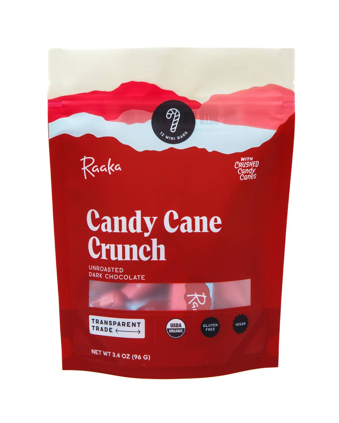 Raaka Chocolate Candy Cane Crunch Minis Bags - Holiday Winter Limited Batch