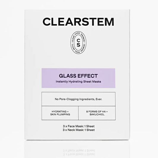 Clearstem GLASS EFFECT Face + Neck Sheet Masks - Wholistic Nutrition - Hair, Skin & Body Care - Clearstem