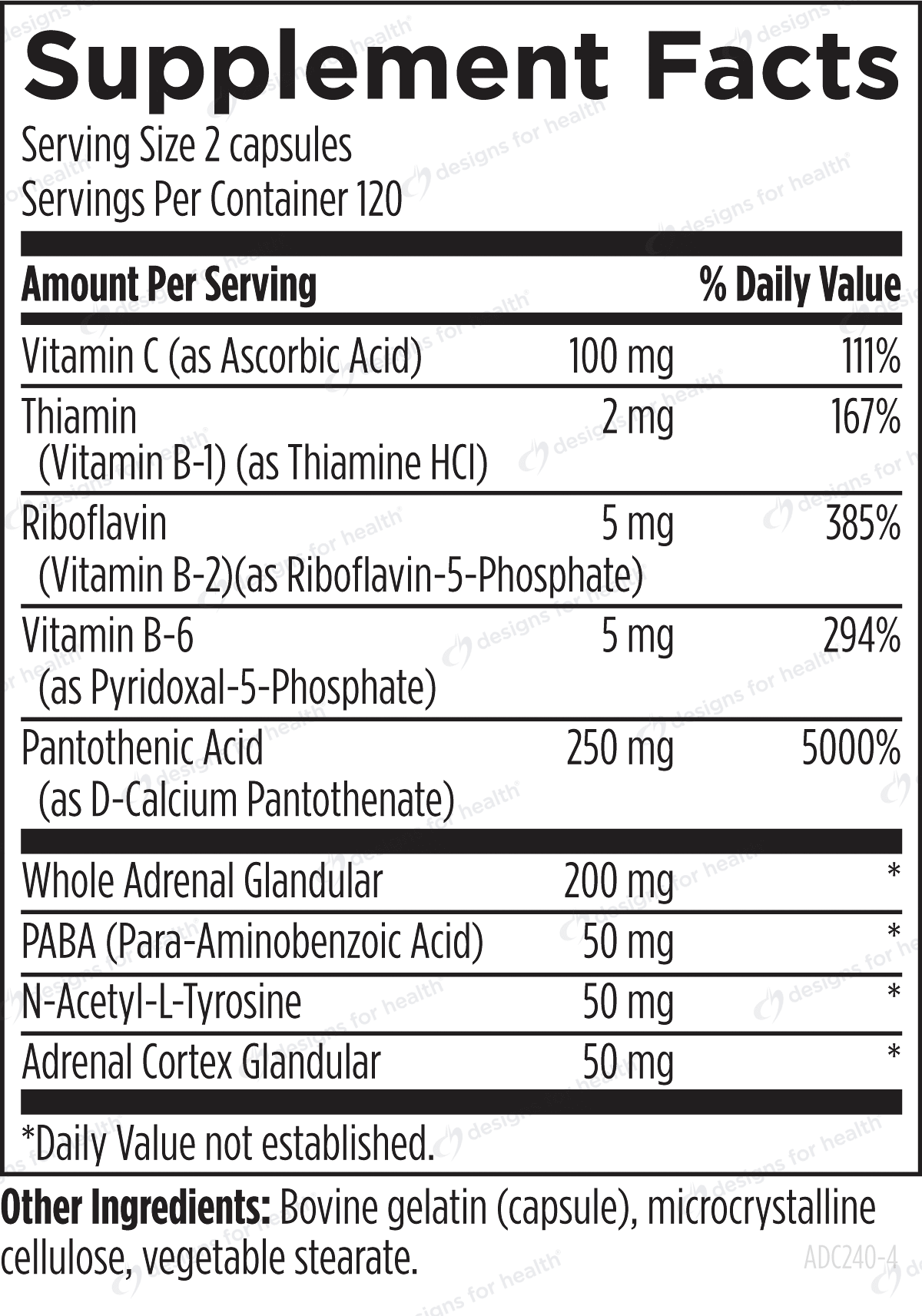 Designs for Health Adrenal Complex - 240 caps - Wholistic Nutrition - Default - Designs for Health