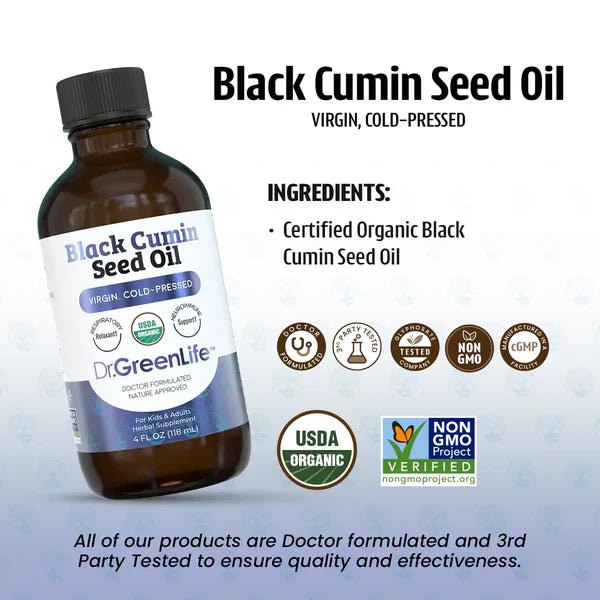 Dr. Green Life Black Cumin Seed Oil - Wholistic Nutrition - Wellness Supplements - Dr. Green Life/Mom