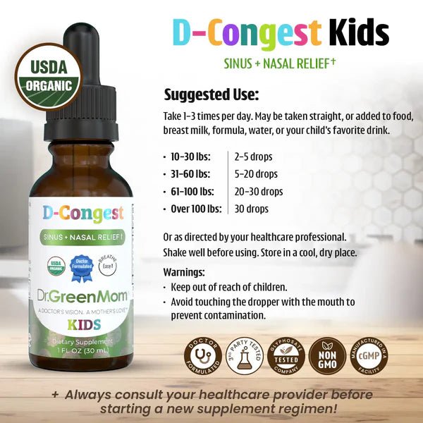 Dr. Green Life D - Congest™ Kids - Wholistic Nutrition - Wholistic Medicine Cabinet - Dr. Green Life/Mom