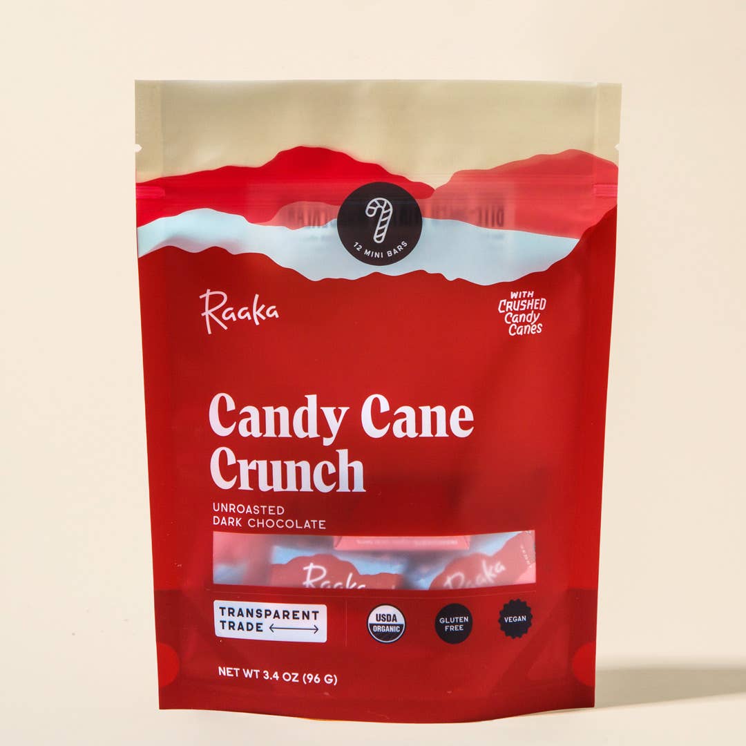 Raaka Chocolate Candy Cane Crunch Minis Bags - Holiday Winter Limited Batch