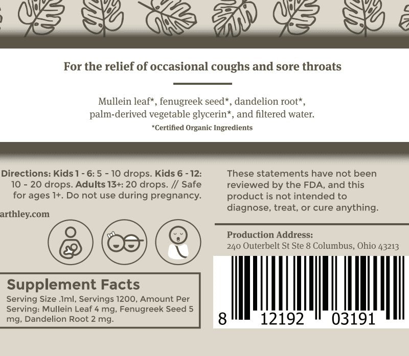 Earthley Cough - B - Gone 4 oz. - Wholistic Nutrition - Hair, Skin & Body Care - Earthley
