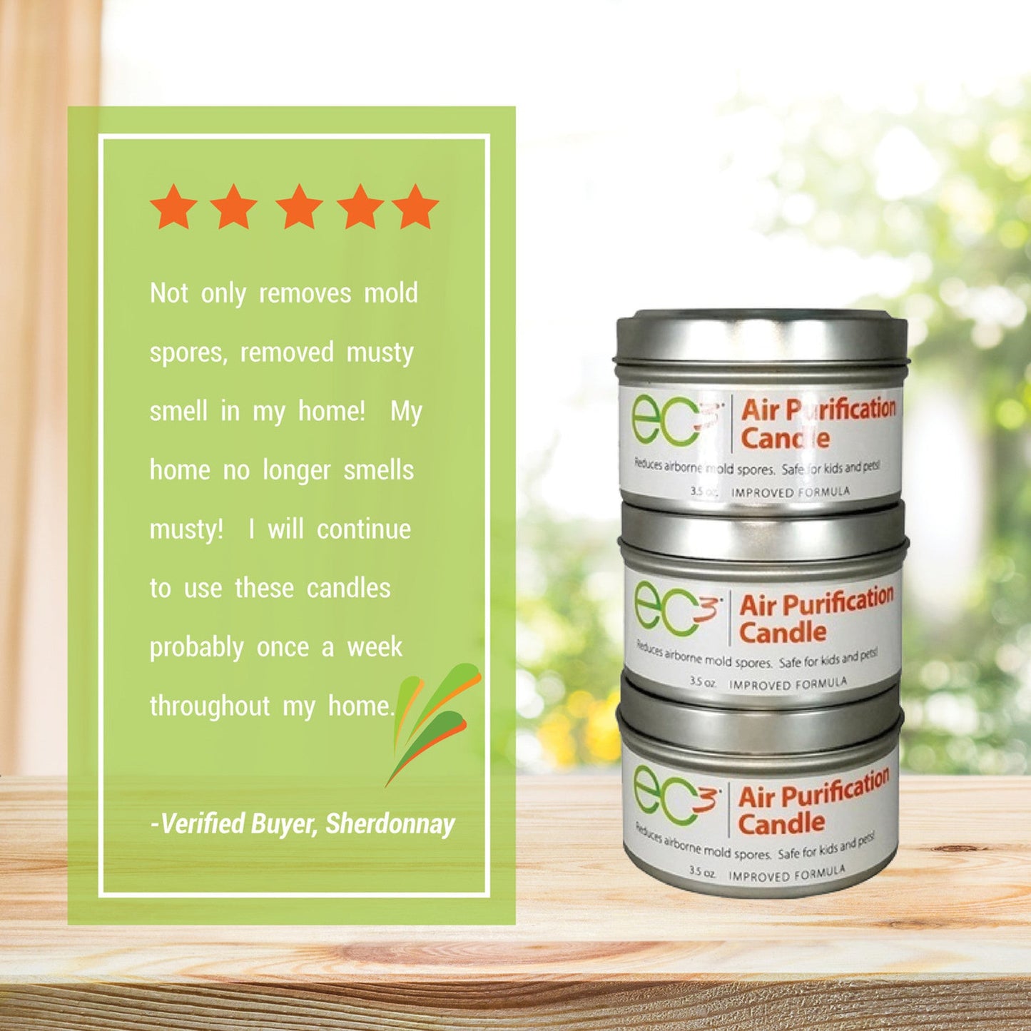 EC3 Air Purification Candle 3 - pack - Wholistic Nutrition - Wholistic Home - Micro Balance Health Products