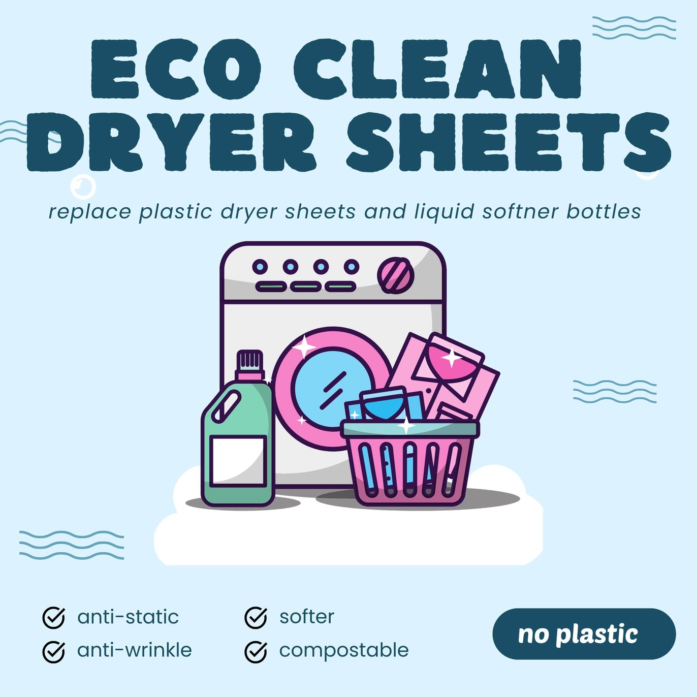 Eco Clean Sheets Dryer Sheets - 50 Lg. Sheets - Wholistic Nutrition - Cleaning & Laundry - Eco Clean Sheets