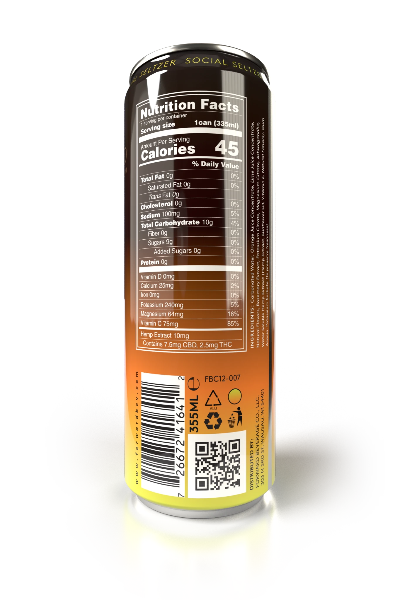 Forward Beverage 4-pack Citrosa Social Seltzer (2.5 MG THC, 7.5 MG CBD) - Wholistic Nutrition-Beverage-Forward Beverage