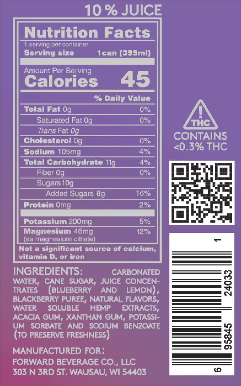 Forward Beverage 4-pack Purple Haze 25mg THC Seltzer - Wholistic Nutrition-Beverage-Forward Beverage