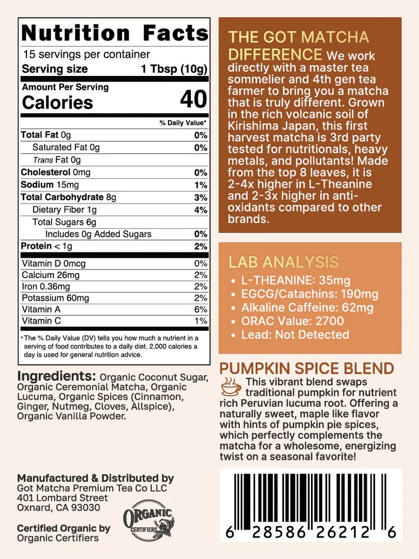 *GotMatcha Pumpkin Spice Tea Organic - Wholistic Nutrition - Beverage - Got Matcha