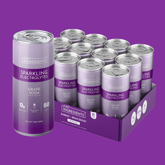 Just Ingredients Grape Soda Sparkling Electrolytes 12 oz Can. (Individual Can)