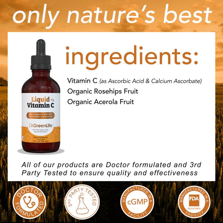 Immune Liquid Vitamin C - Wholistic Nutrition - Wellness Supplements - Dr. Green Life/Mom