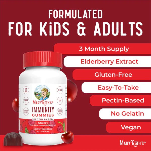Immunity Gummies - Cherry Flavored - Wholistic Nutrition - Wellness Supplements - Mary Ruth