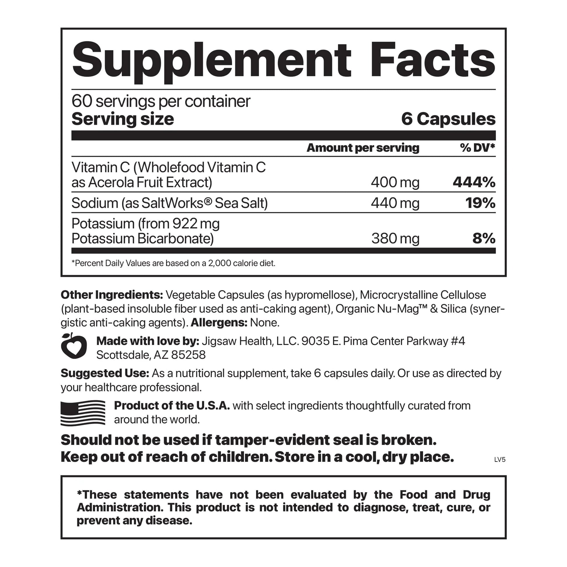 Jigsaw Adrenal Cocktail - 360 caps - Wholistic Nutrition - Wellness Supplements - Jigsaw