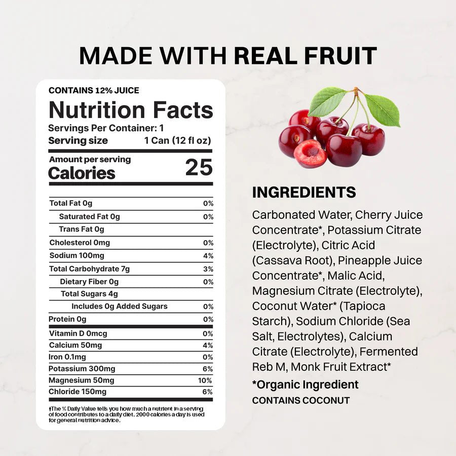Just Ingredients Cherry Punch Sparkling Electrolytes 12 oz Can. (Individual Can) - Wholistic Nutrition-Minerals & Hydration-Just Ingredients