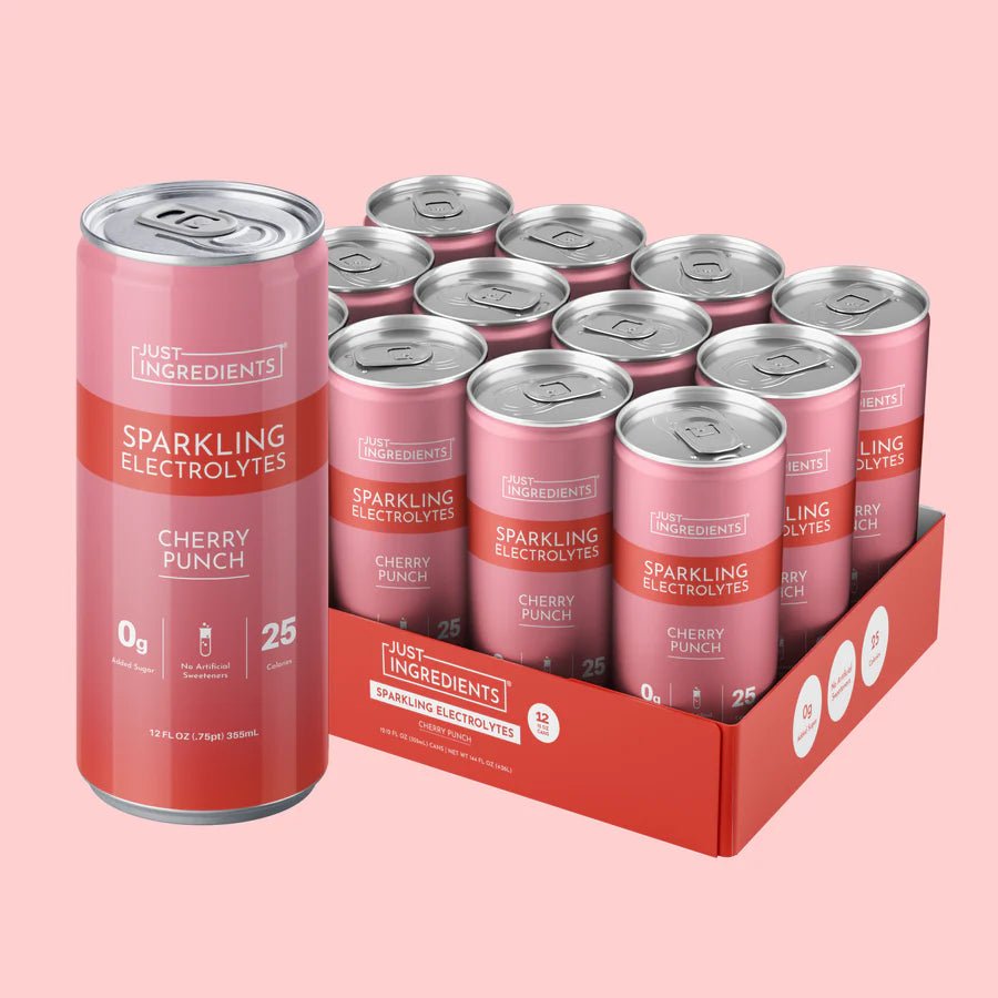 Just Ingredients Cherry Punch Sparkling Electrolytes 12 oz Can. (Individual Can) - Wholistic Nutrition-Minerals & Hydration-Just Ingredients