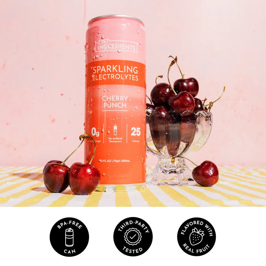 Just Ingredients Cherry Punch Sparkling Electrolytes 12 oz Can. (Individual Can) - Wholistic Nutrition-Minerals & Hydration-Just Ingredients