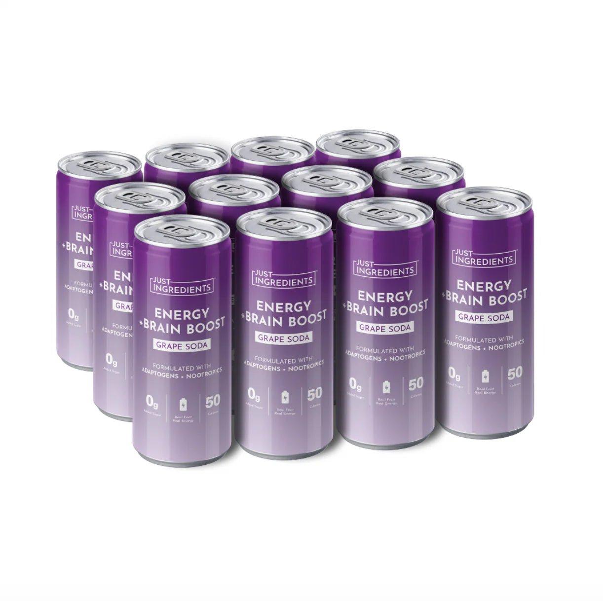 Just Ingredients Grape Soda Energy + Brain Boost 12 oz. Can (Individual Can) - Wholistic Nutrition - Beverage - Just Ingredients