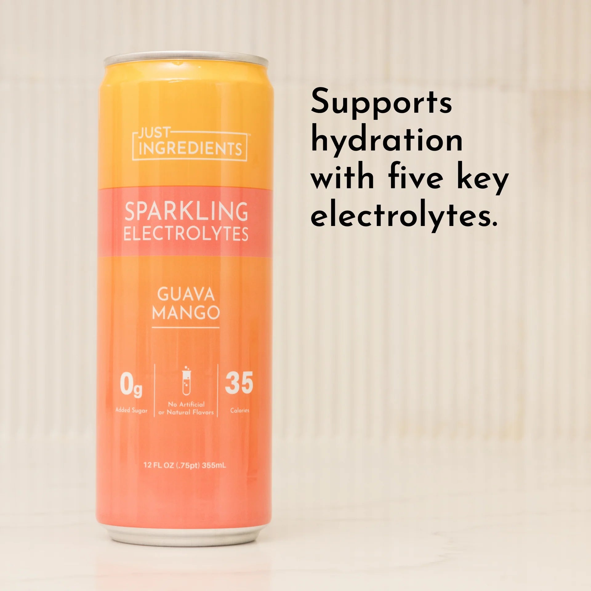 Just Ingredients Guava Mango Sparkling Electrolytes 12 oz Can. (12 - PACK) - Wholistic Nutrition - Minerals & Hydration - Just Ingredients