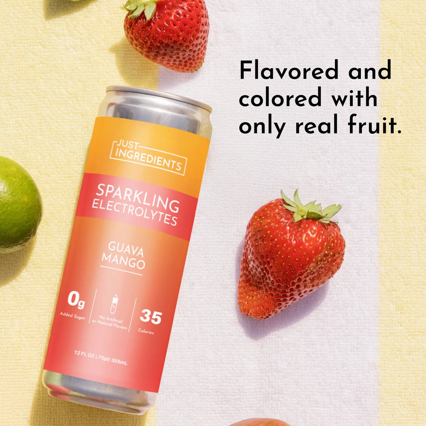 Just Ingredients Guava Mango Sparkling Electrolytes 12 oz Can. (12 - PACK) - Wholistic Nutrition - Minerals & Hydration - Just Ingredients